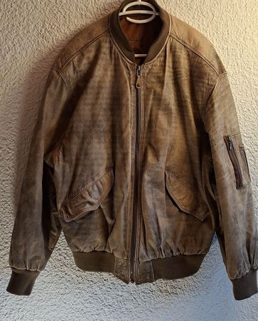 Herren Leder vintage Bomberjacke braun Grösse 50