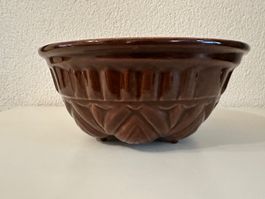 Gugelhupfform Keramik braun mit Blumenmuster