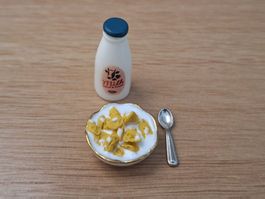 Puppenhaus Cornflakes Schale mit Milch