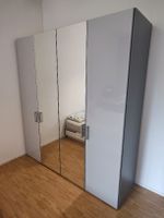 Four Door Wardrobe with Mirrors, Grey and White Finish
