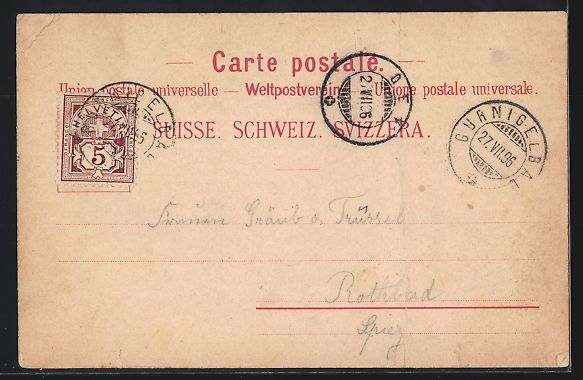 Cartoline postali: Lithographie Gurnigel, Panorama, Schloss – Usato da Berlin venduto da bartko-reher 1
