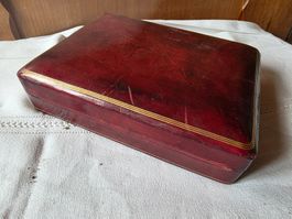 antike italienische Leder Schatulle Box Kasten