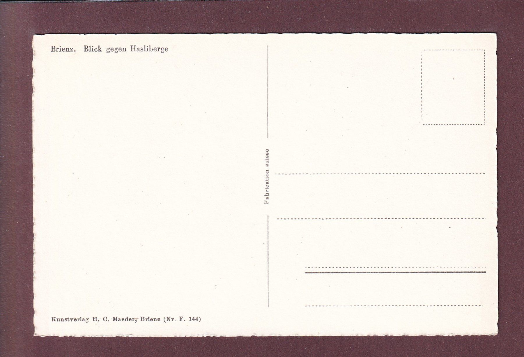 Cartes postales: BRIENZ - Blick gegen Hasliberge – D'occasion à Pully par nicecards 1