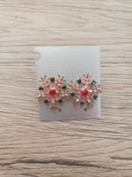 Ohrstecker Schneeflocken rot grün 