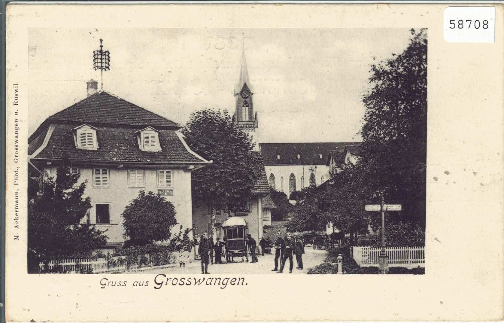 Cartoline postali: Gruss aus Grosswangen - Postkutsche - animee – Usato da Ettingen venduto da Kartenplanet