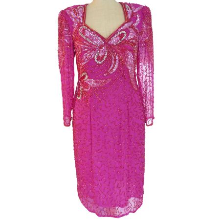 Kleid Dress Party Red Carpet M/L Seide Drag Queen VINTAGE