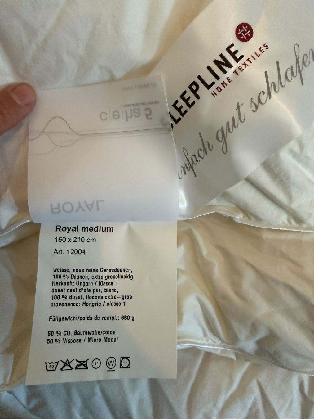 Coperte: Sleepline Duvet "Royal medium", 160x210cm – Nuovo (secondo la descrizione) da Wohlen AG venduto da Rondat 1
