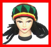 Rasta Cap Mütze Hut Dreadlocks Jamaika Fasnachtskotüm Reggea
