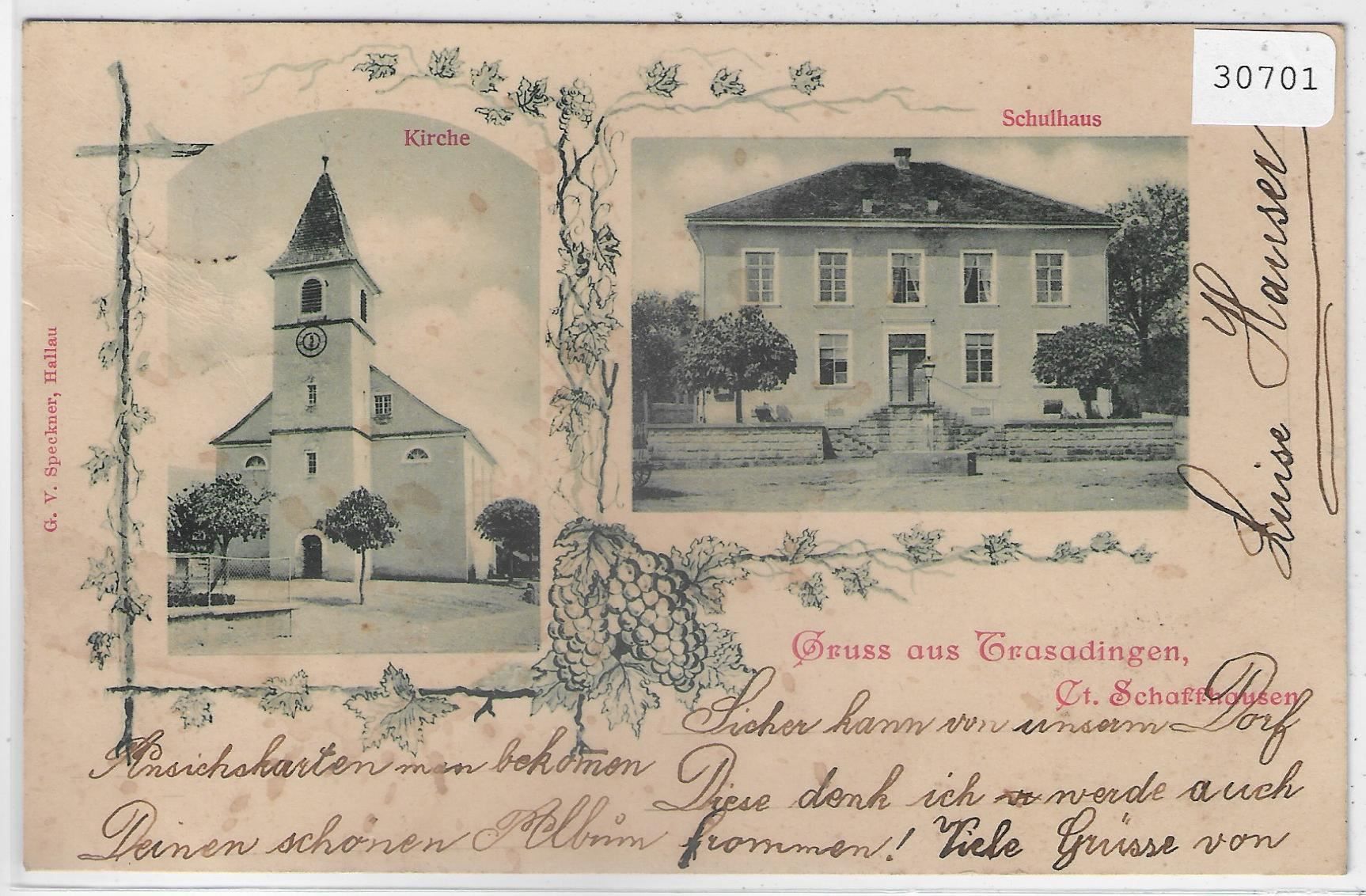 Cartoline postali: Gruss aus Trasadingen - Schulhaus, – Usato da Ettingen venduto da Kartenplanet