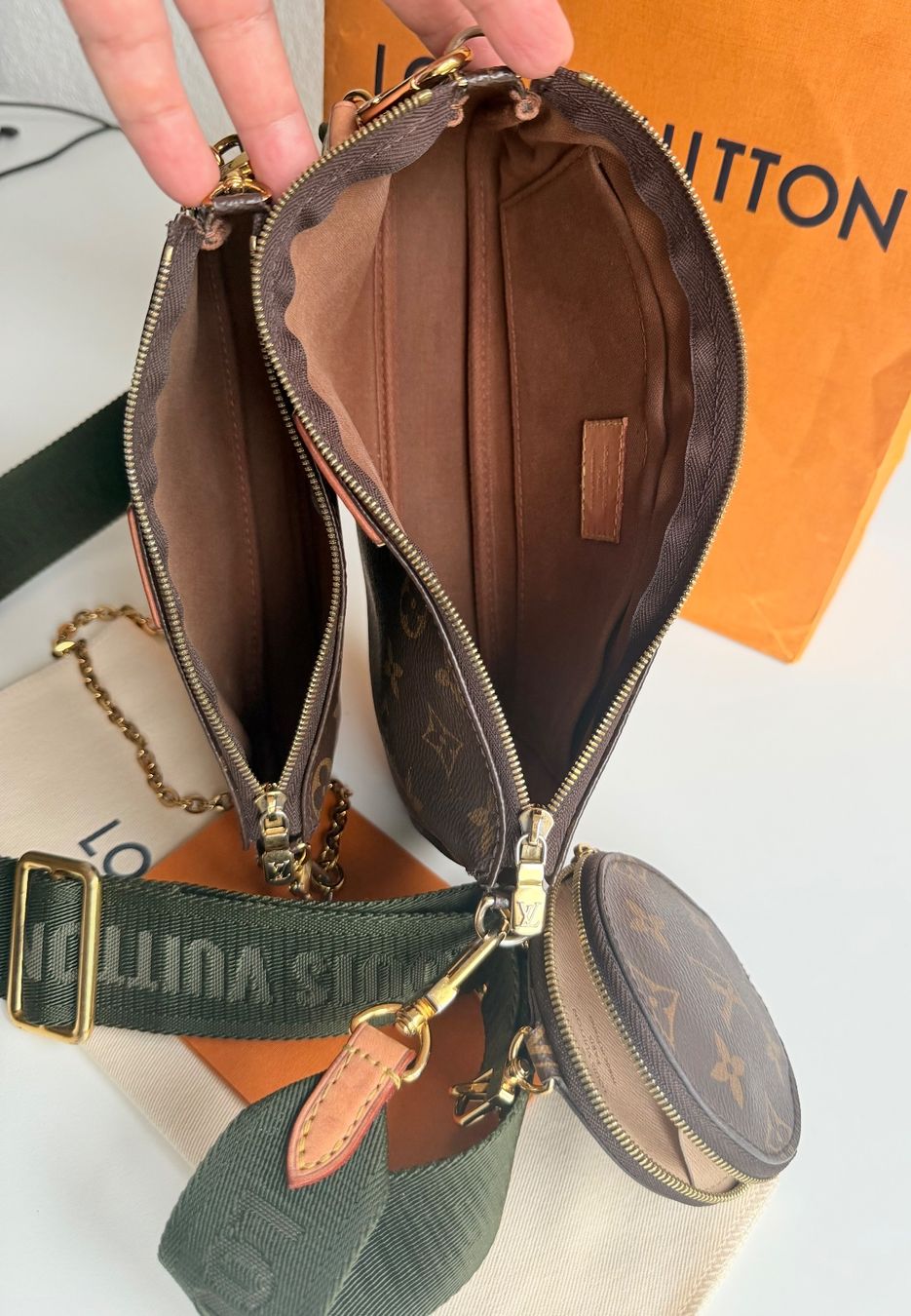 Louis Vuitton Borse da donna: Louis Vuitton Multipochette Khaki – Usato da Reinach AG venduto da RobbisB 8
