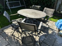 Garpa Fontenay Tisch und 4 Stühle in Teak / Gartentisch