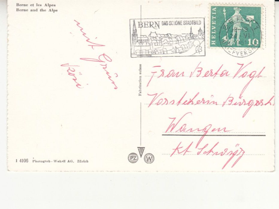 Cartoline postali: Bern 1961 – Usato da Bürglen TG venduto da StampGraf 1