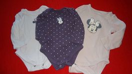 3er Set Baby Bodys Grösse 68 Langarm Minnie Mouse Top