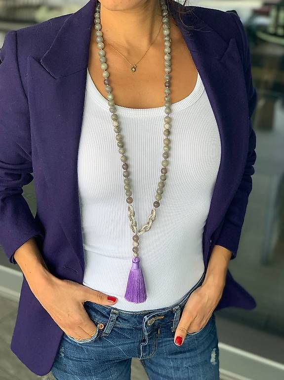 Catenine: Schöne Stein Perlenkette mit Quaste Tassel – Usato da Buchs SG venduto da jco_st8t
