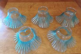 5 Jugendstil Lampenschirme, Lampengläser in Hellblau