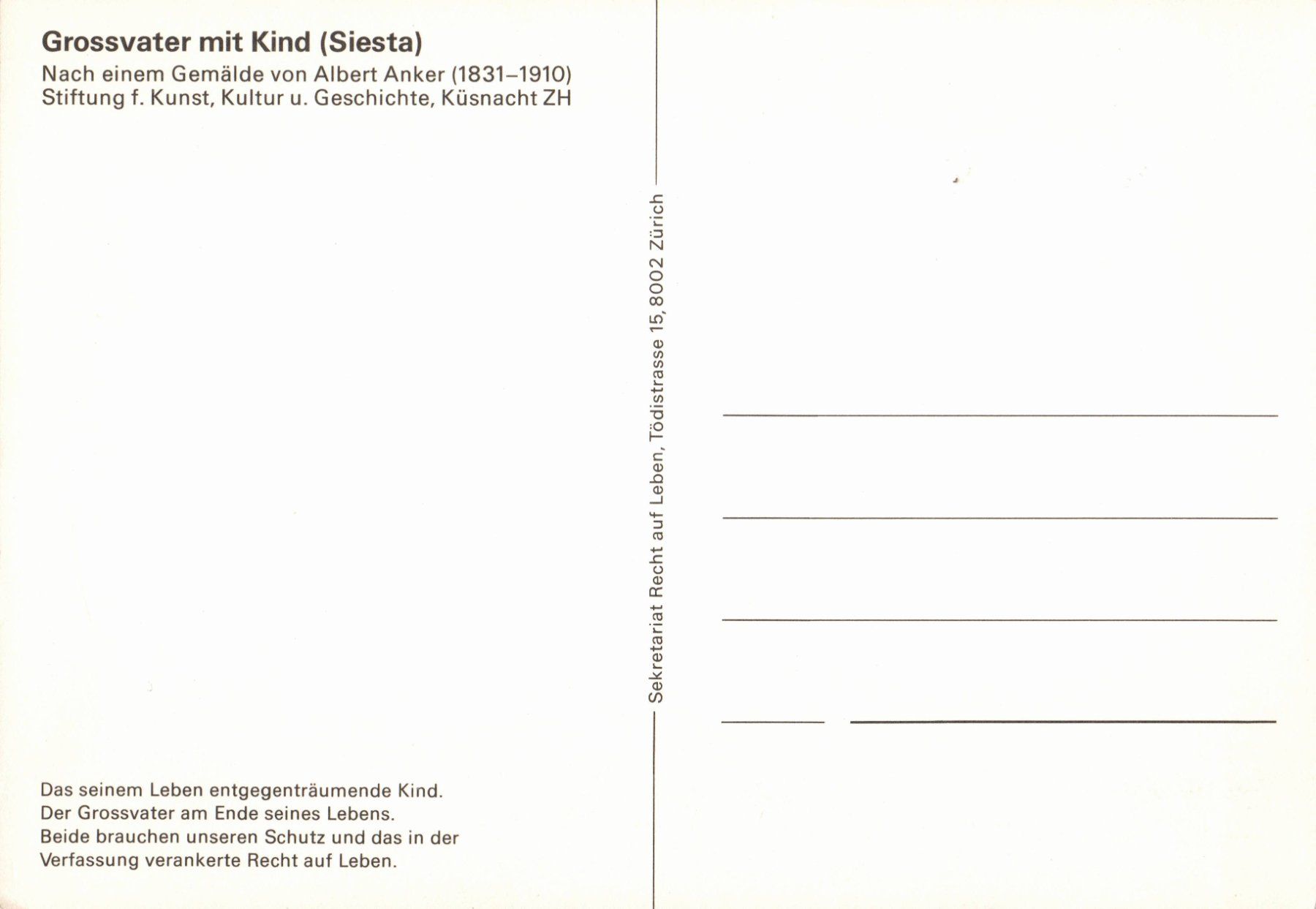 Cartoline postali: Alte Ansichtskarte: Grossvater mit Kind (Siesta), Top! – Nuovo (secondo la descrizione) da Zürich venduto da 1.Simon 1