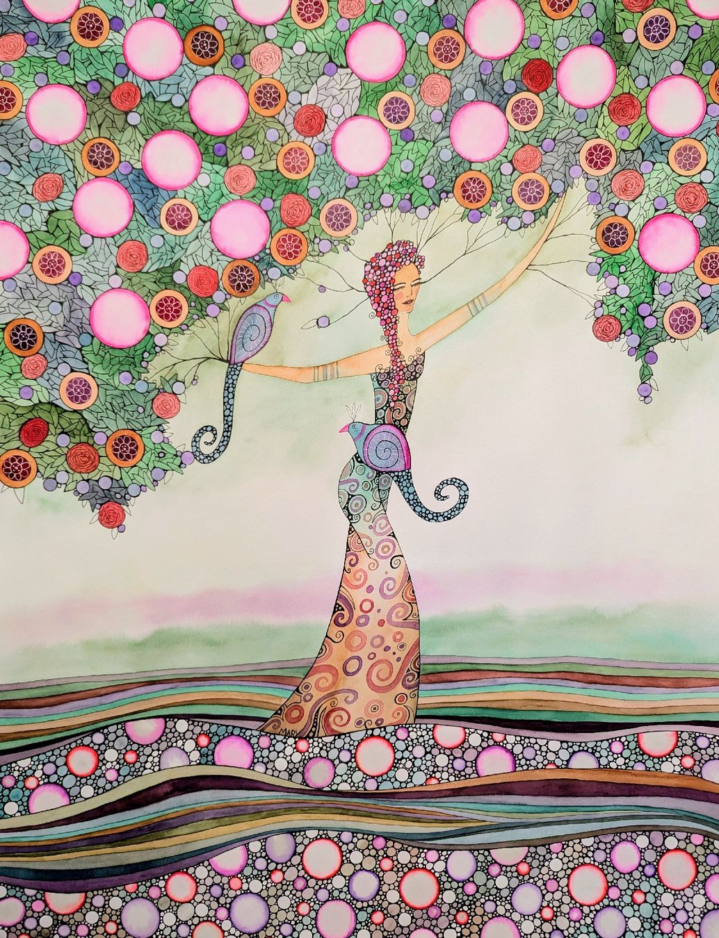Dipinti: Original Aquarell "Symbiose" Bild Deko moderne Kunst – Nuovo e nell'imballaggio originale da Wittenbach venduto da Mary.M.Boesch
