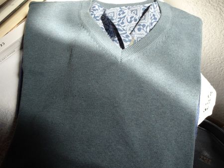 Pullover m. V- Ausschnitt, Herren, 100% Baumwolle
