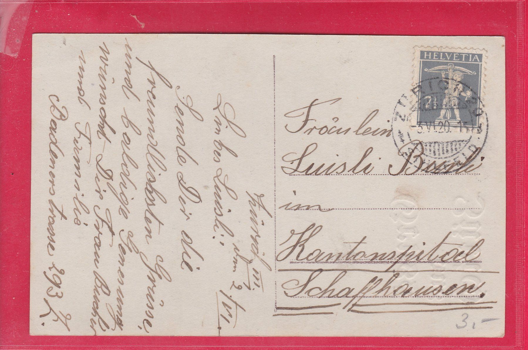 Cartoline postali: GRUSS AUS ZÜRICH, 3.6.1920 – Usato da Oberrieden venduto da Gebirgsstelze 1
