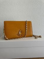 Jimmy Choo Schultertasche Leder Kroko-Optik senffarbe neu