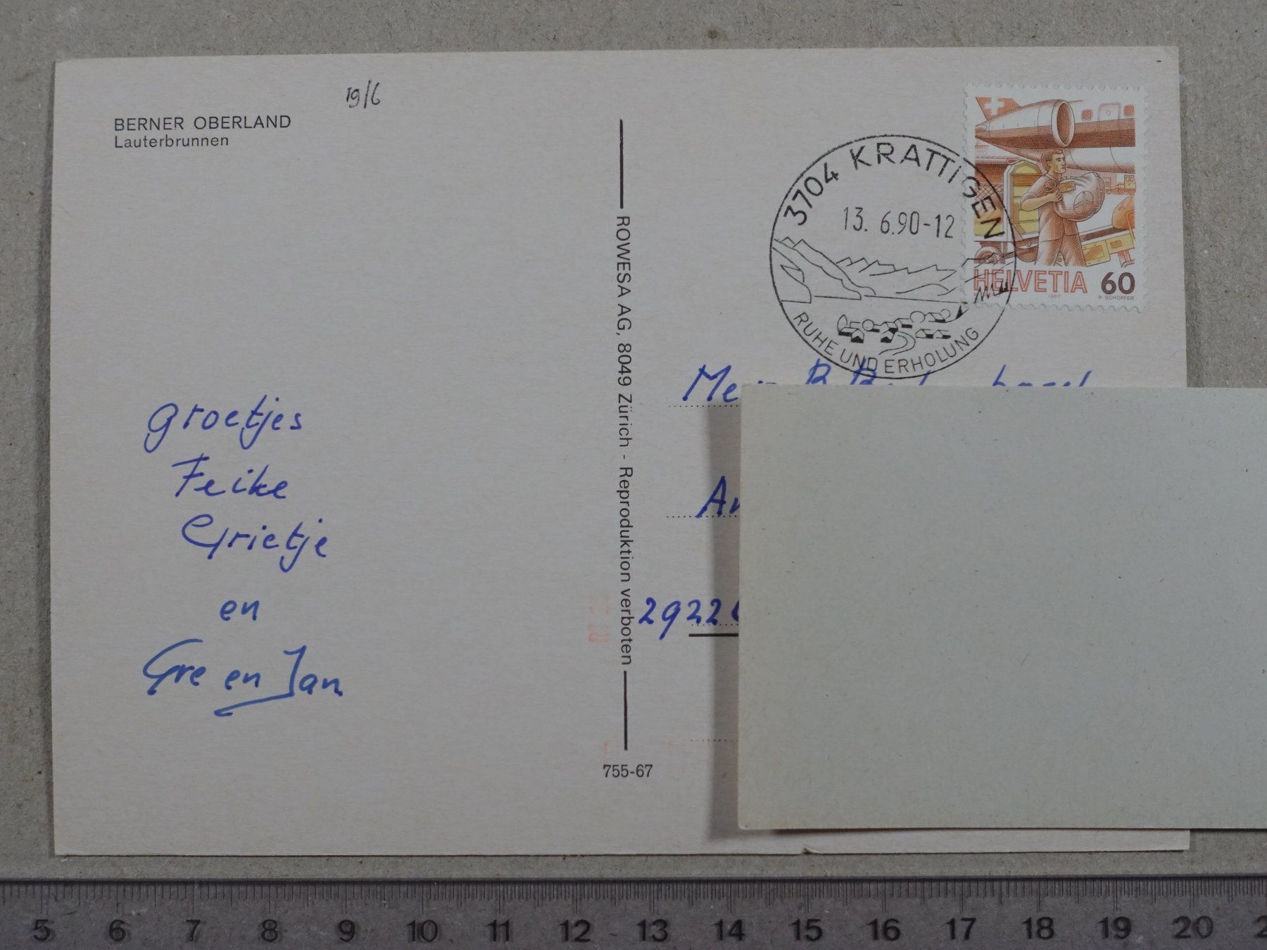 Cartoline postali: Lauterbrunnen, 1990, Poststempel Krattigen – Usato da Lenzburg venduto da fh1 1