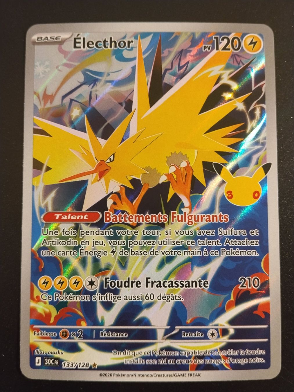 Pokémon Carte collezionabili: Pokémon 30 ans: Électhor 133/128 FR – Usato da Palézieux-Village venduto da oufoux08