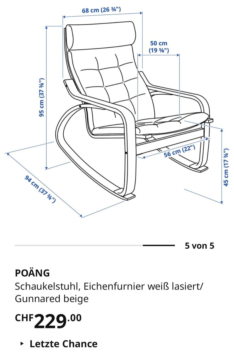 Ikea Poltrone: IKEA POÄNG Schaukelstuhl – Usato da Wallisellen venduto da nikkig. 3
