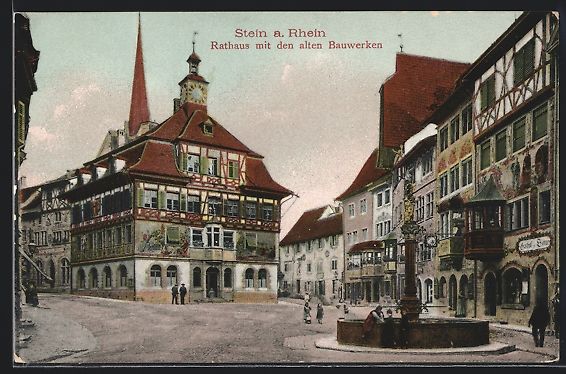 Cartoline postali: Stein a.Rhein, Rathaus m.d. alten Bauwer – Usato da Berlin venduto da bartko-reher