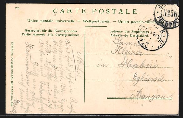 Cartoline postali: Präge-AK Moutier, Blick auf den Ort, Ed – Usato da Berlin venduto da bartko-reher 1
