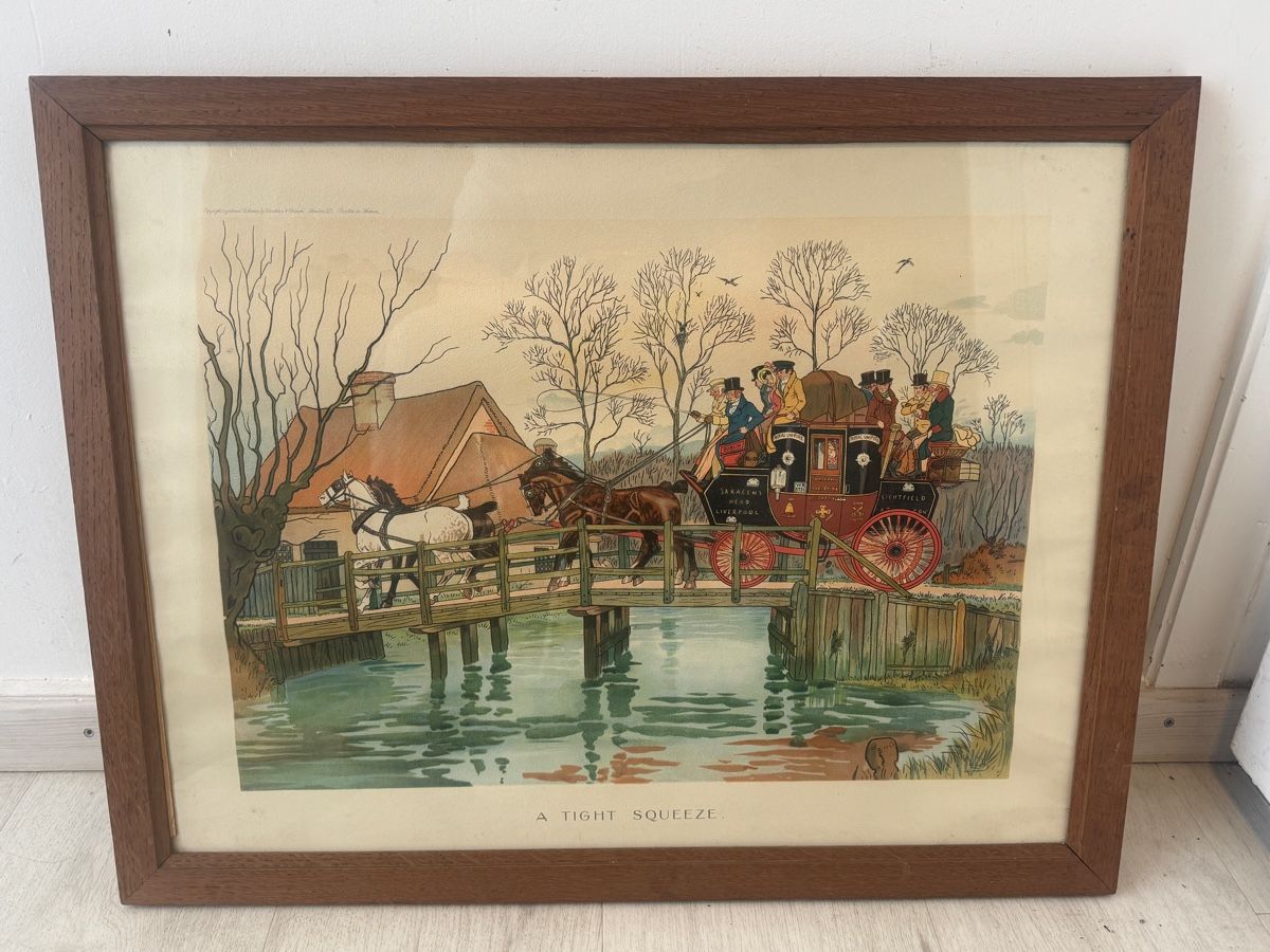 Incisioni: Gravure Harry Eliott - "A Tight Squeeze" - Diligence – Usato da Erde venduto da CBarts