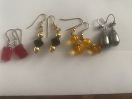 Ohrringe Vintage 4 Paar verschiedene Farben und Materialien