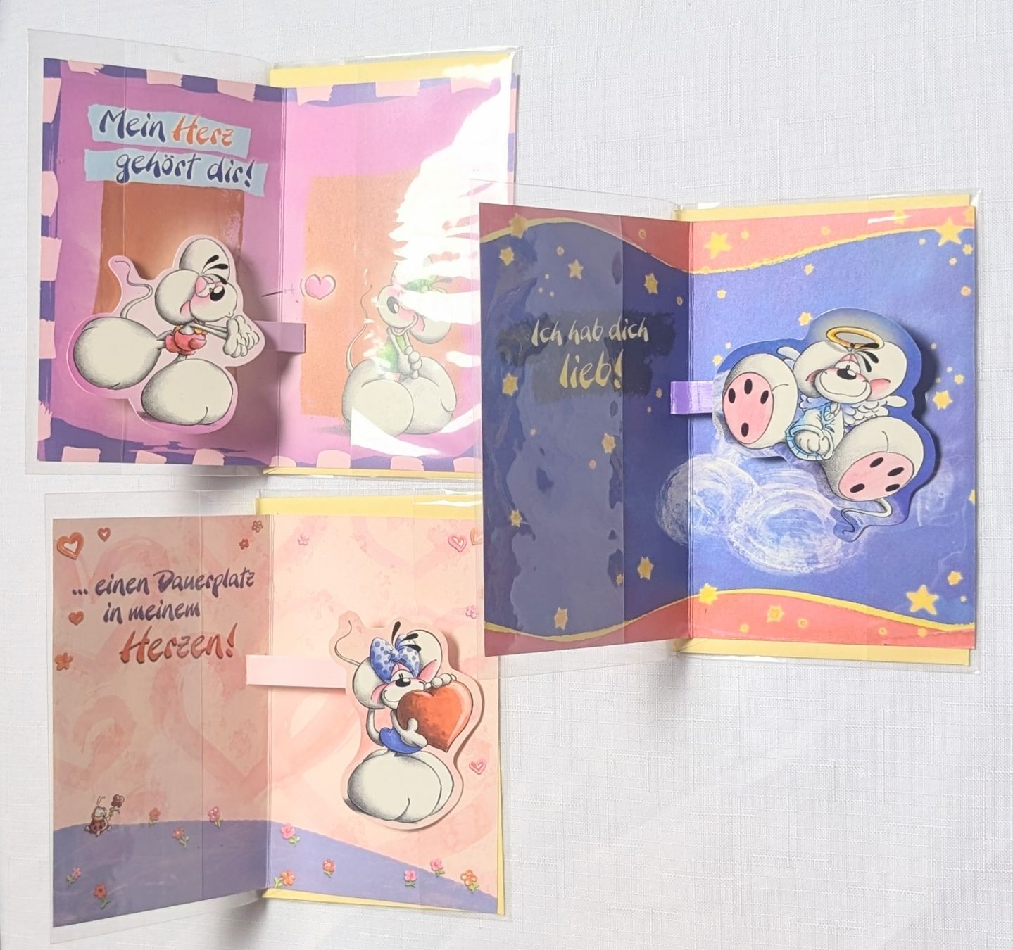 Cartoline: 3x Vintage Diddl-Effektkarten -  Pop-up-Karten  – Nuovo e nell'imballaggio originale da Wängi venduto da ABIZONE-86 3