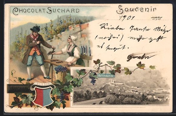 Cartes postales: Litho Bellinzona, Teilansicht der Haupts – D'occasion à Berlin par bartko-reher