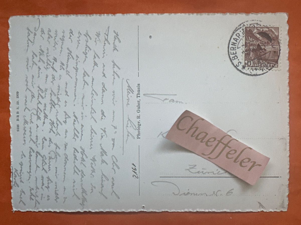 Cartoline postali: 1943 St. Bernhardpass mit Bernhard  – Usato da Zürich venduto da Chaeffeler 1