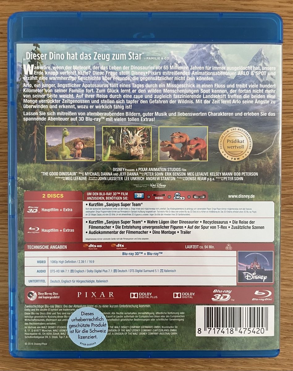 Tutti i DVDs: BLU-RAY - Arlo & Spot (2d / 3D) – Usato da Eglisau venduto da felix_ch 1
