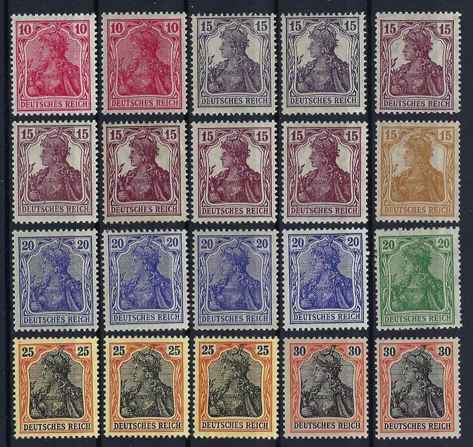 Tutti i francobolli: LUXUS Deutsches Reich 1902/18 top Werte postrisch – Usato da Hitzkirch venduto da walti1959