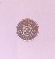 20 Rappen 1850 Bundessiegel Helvetia Münze guter Zustand