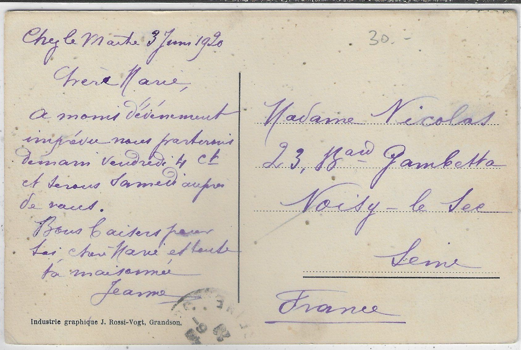 Cartoline postali: Le Sentier - Cafe de Temperance, Les Crettes – Usato da Ettingen venduto da Kartenplanet 1
