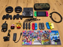 Nintendo Switch Konsole + 6 Joy-Cons, 4 Spiele & Zubehör