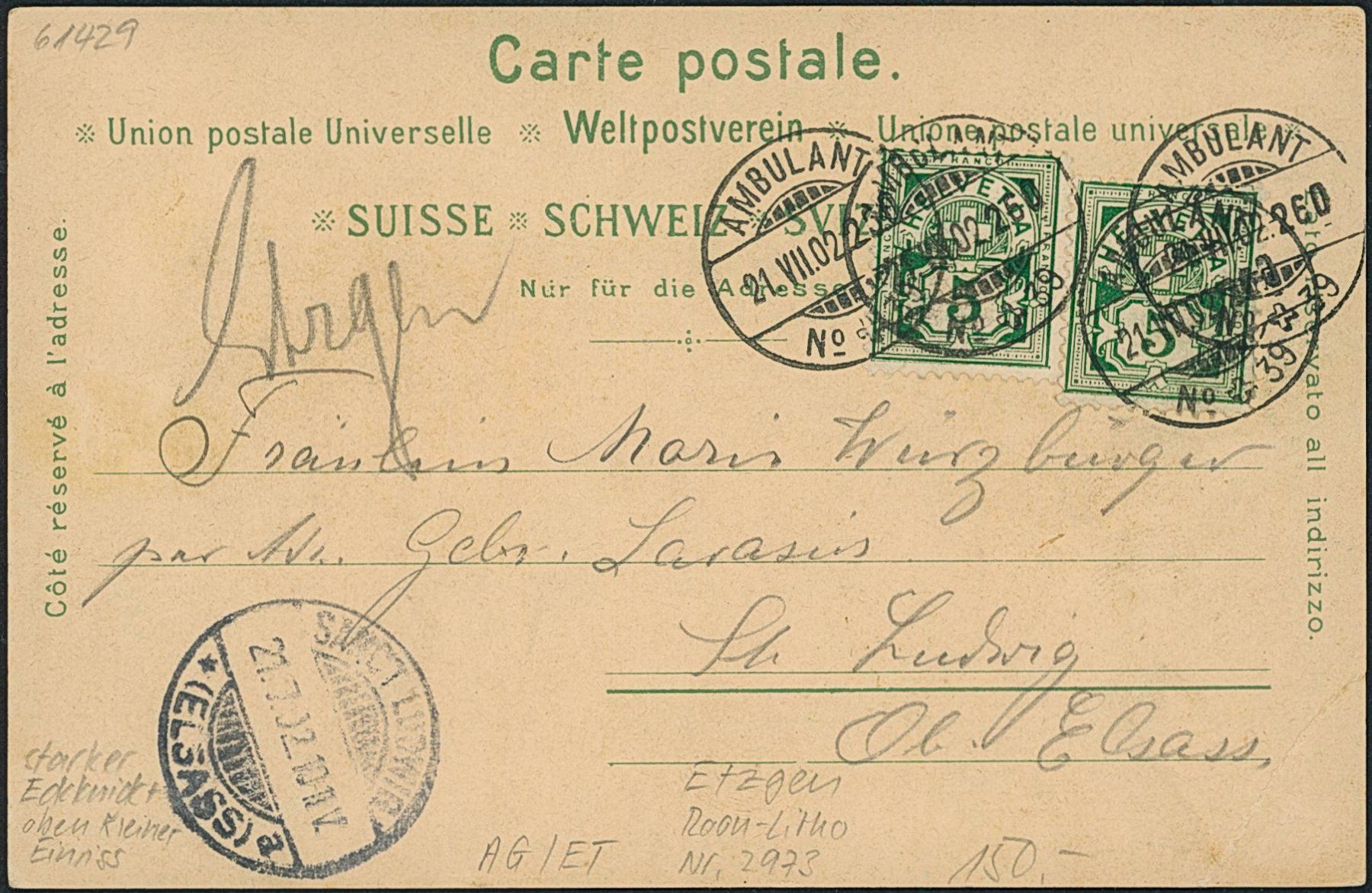 Cartoline postali: AG Etzgen - Litho – Usato da Schindellegi venduto da stationary 1