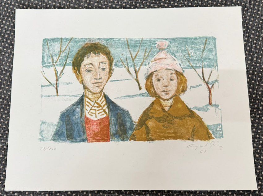 Grafica & Litografie: Die 2 Kinder handsigniert August Frey    (ID b4936 – Usato da Gelterfingen venduto da art-and-more