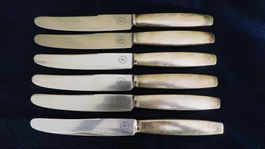 6 Vintage Menümesser von Hugo Pott Silber 800