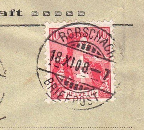 Alle Briefmarken: 1908 Schweiz. Armeeconservenfabrik Rorschach, Bernhard & Co. – Gebraucht aus Kreuzlingen von Koi4 1