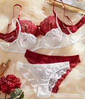 Unterwäsche-Set:BH-String-Tanga-Spitzen-Unterwäsche Grösse L