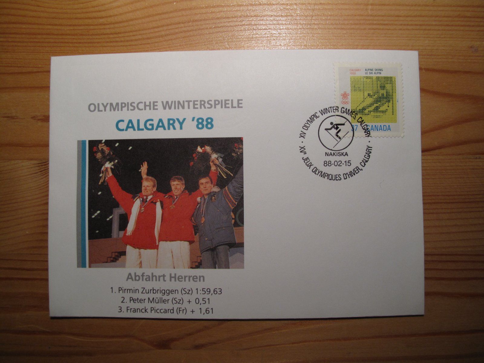 Tutti i francobolli: Ski WM 1988 Calgary 4 Sonderbelege – Usato da Wil SG venduto da fva01 1