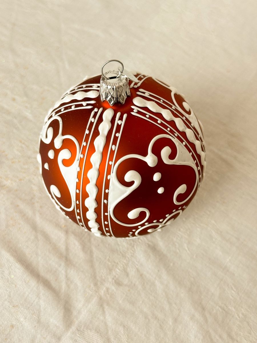 Alle Dekorationen: Wunderschöne, vintage Weihnachtskugel mit Dekor, 8cm – Gebraucht aus Galmiz von Wichtel25 1