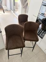 3 Barhocker braun gesteppt Metallgestell guter Zustand