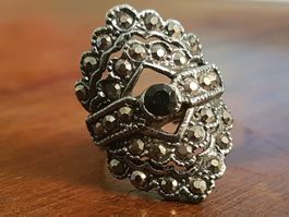 Ring Mittelalter medieval, facettiert verstellbar, silberf.