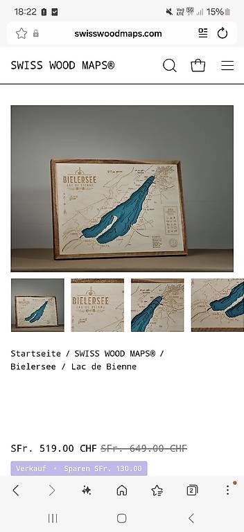 Posters & Illustrations: Swiss Wood Map Bielersee – D'occasion à Rapperswil BE par Cooper1275 4