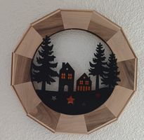 Dekorations Holz- Metal Bild mit LED Beläuchtung.
